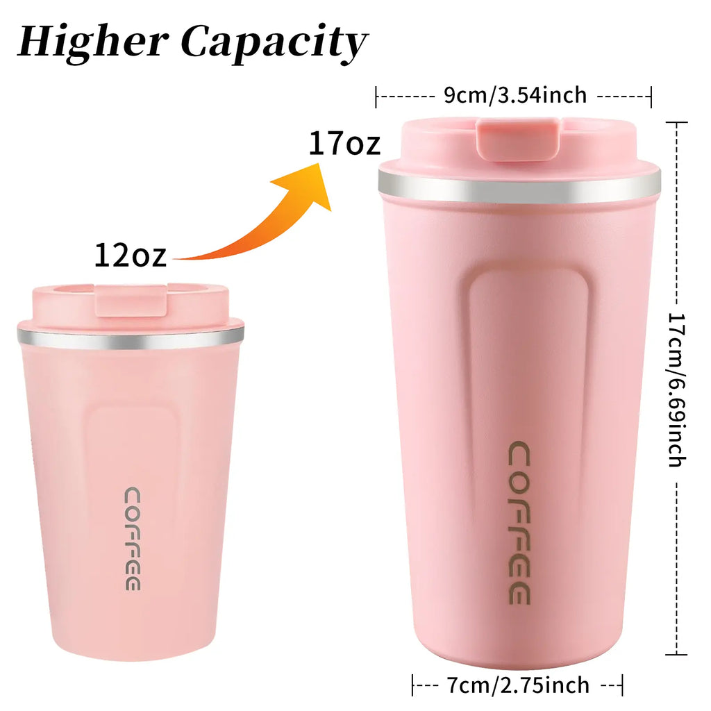 Mongdio 17Oz Stainless Steel Travel Mug – Leak Proof, Insulated Coffee Cup for Hot & Cold Beverages