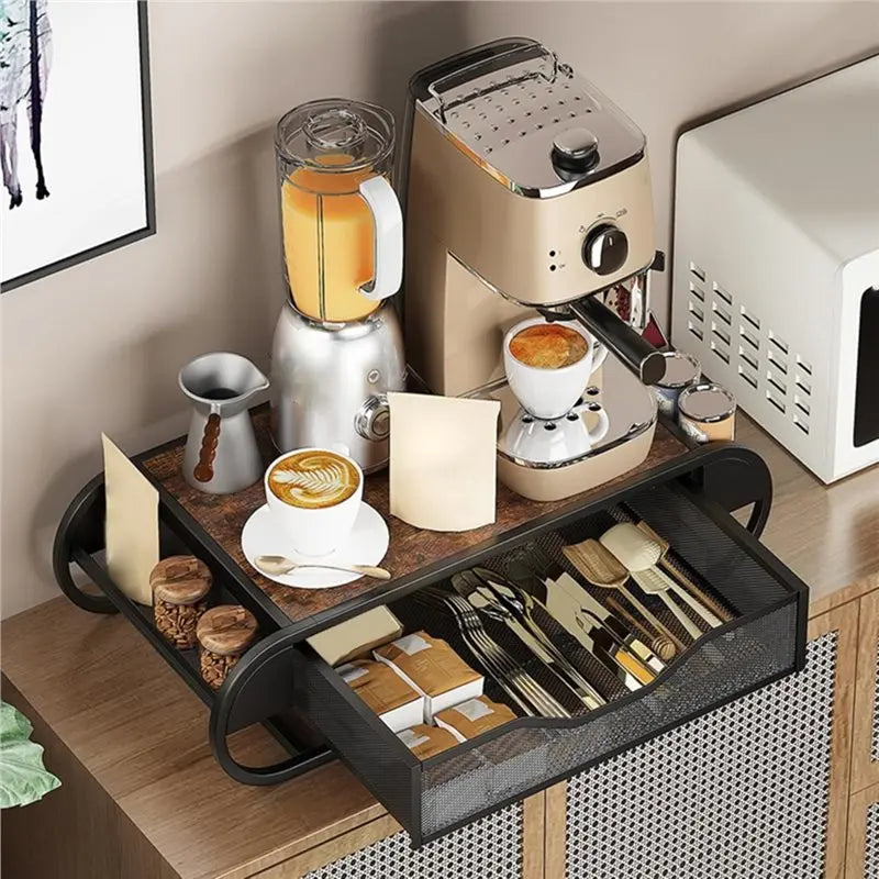 Coffee Pod Drawer With Side Baskets- Organizer For Coffee Station
