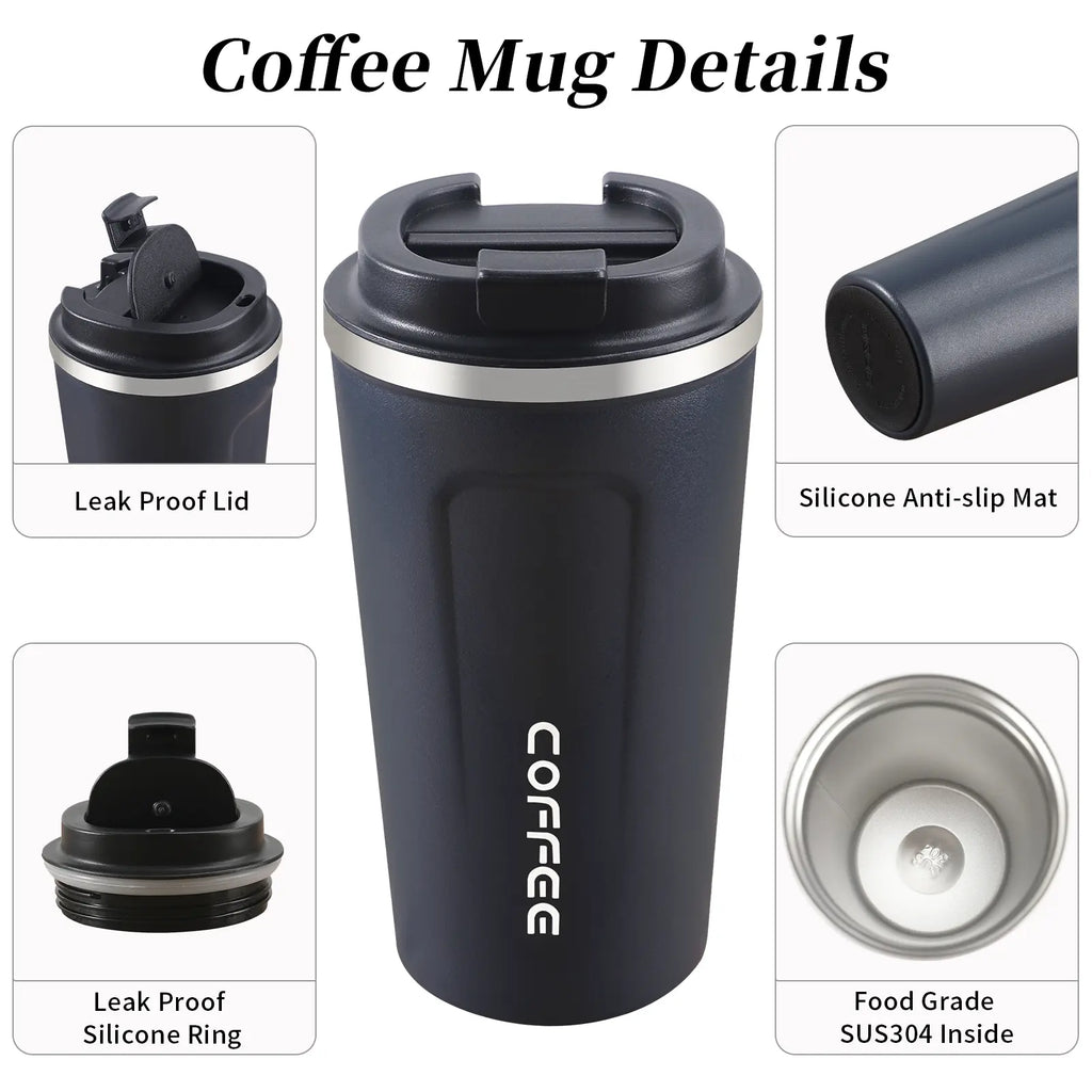 Mongdio 17Oz Stainless Steel Travel Mug – Leak Proof, Insulated Coffee Cup for Hot & Cold Beverages