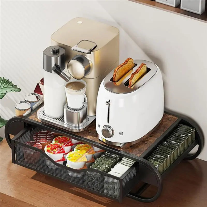 Coffee Pod Drawer With Side Baskets- Organizer For Coffee Station