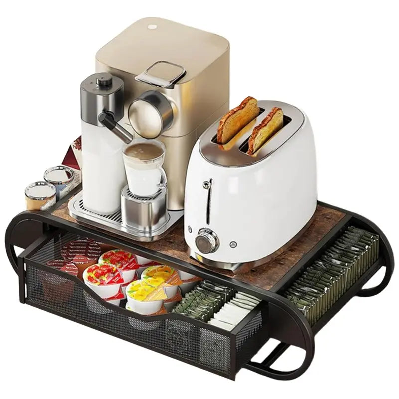 Coffee Pod Drawer With Side Baskets- Organizer For Coffee Station