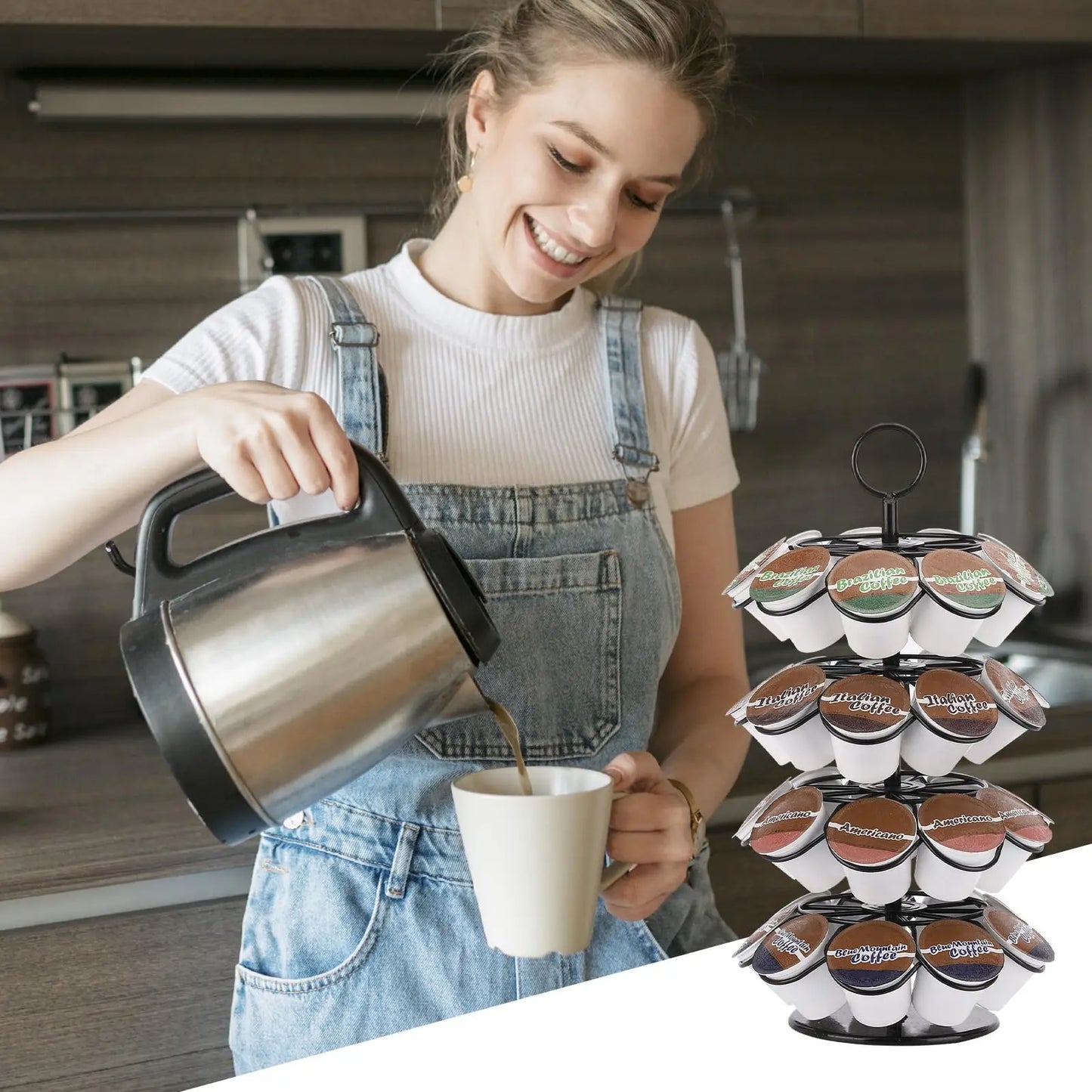 Stylish Rotatable CoffeePod Holder - Organize Up to 40 K-Cup Pods Effortlessly!