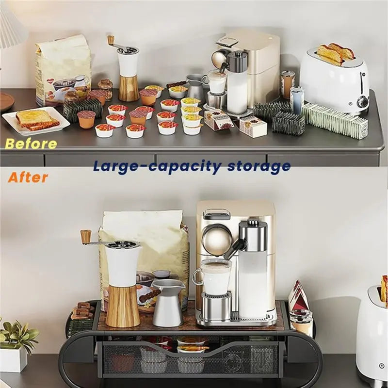 Coffee Pod Drawer With Side Baskets- Organizer For Coffee Station