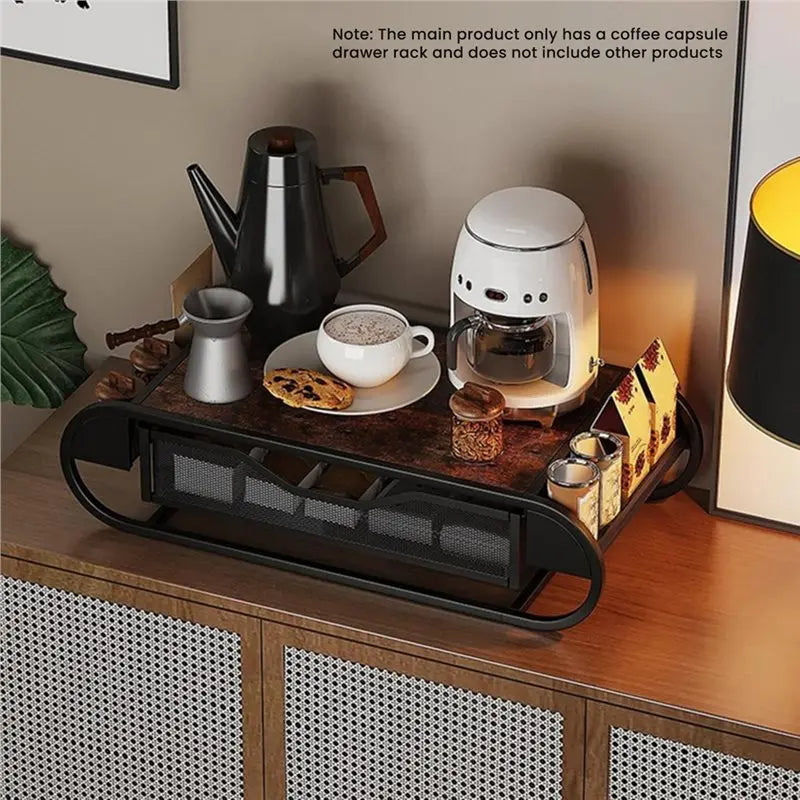 Coffee Pod Drawer With Side Baskets- Organizer For Coffee Station